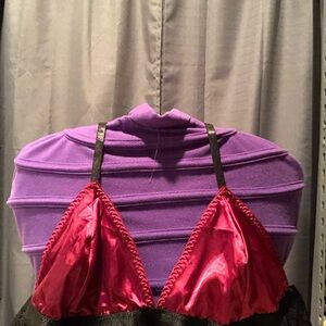 Satin and Lace Bra - Red